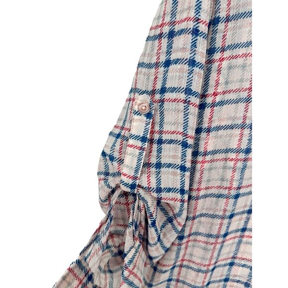 Kut from the Kloth Tops Shirts Womens Medium Plaid Button Up Semi Sheer - Picture 6 of 10